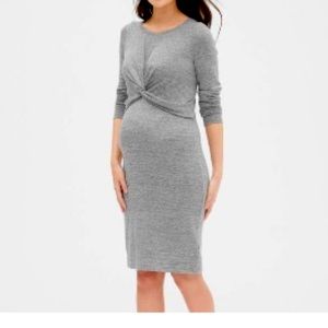 GAP maternity gray twist front long sleeve knit dress XS